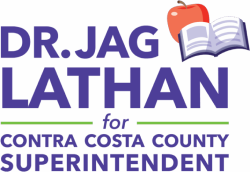 Campaign sign for R. Jag Nathan for superintendent in Contra Costa County.